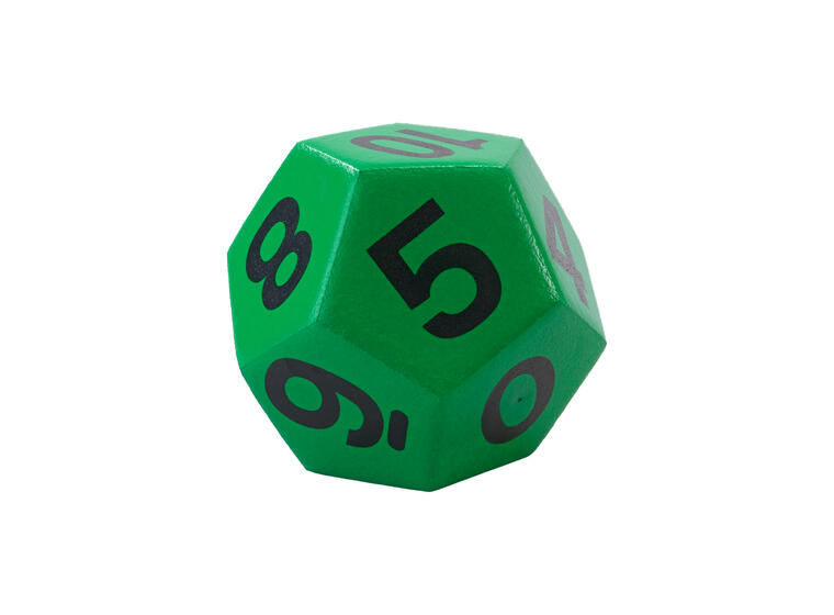 Terning 12-sidet med tall og joker Grønn |1 stk | 20 cm skumterning 