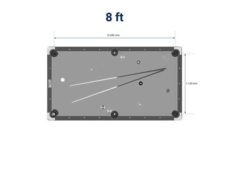 Biljardbord Galant Black Edition 8 fot Blå biljardduk | Spillefelt 224x112 cm 
