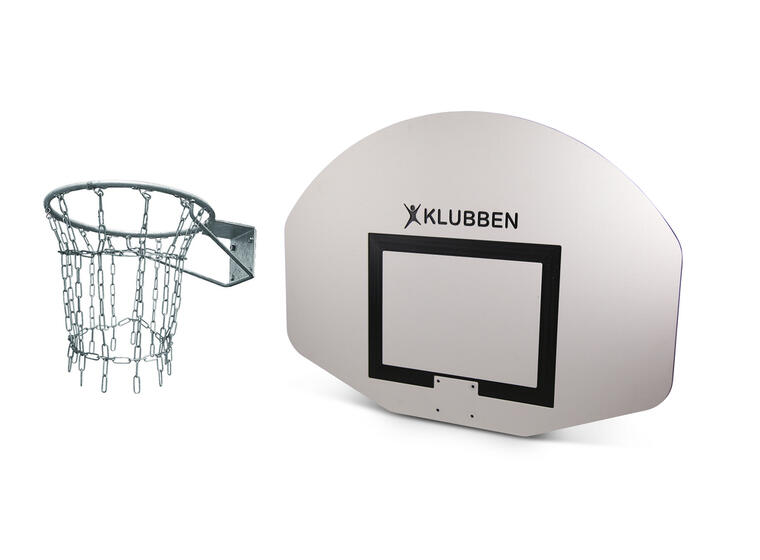 Basketballkurv med nett og plate Utebruk | Komplett sett med veggfeste 