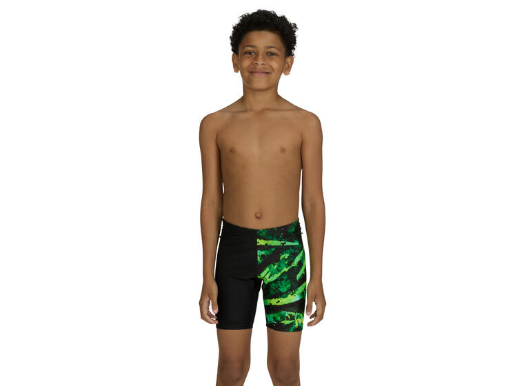 Greengame Mid Jammer Badebukse jr 128cm Zoggs | Svart/Grønn/Gul | Ecolast 