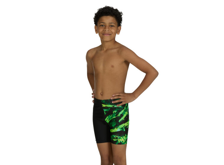 Greengame Mid Jammer Badebukse jr 128cm Zoggs | Svart/Grønn/Gul | Ecolast 