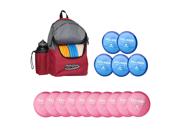 Discgolf Midrange Klubben Klassesett 15 stk mellomdistanse | Ryggsekk 
