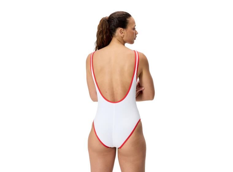 Solid Bound Scoop Badedrakt 36 Speedo | Hvit/Rød | Soft Swim Jersey 