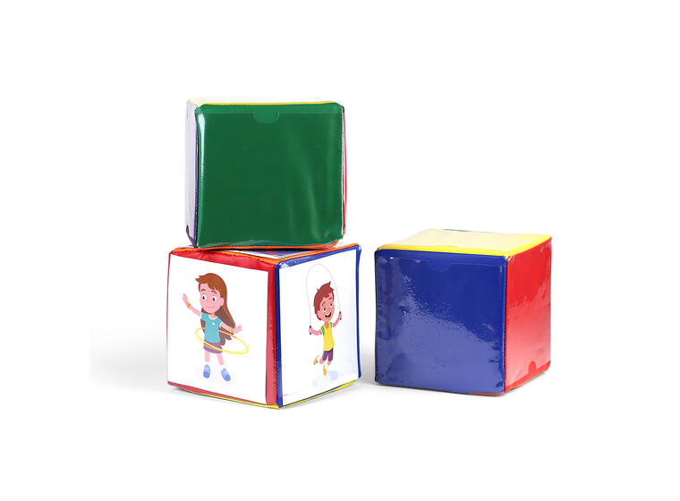 Aktivitetsterninger 15 cm 3 stk terninger med plastlomme 