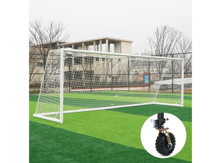 Fotballmål  5er| Hjul 360 grader 3x2 m | Hvitt | Rund profil | Nett 