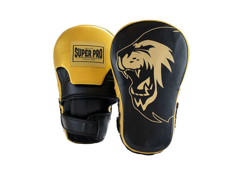 Super Pro Long Curved Punch Pads 1 par treningspads | svart/ gull 