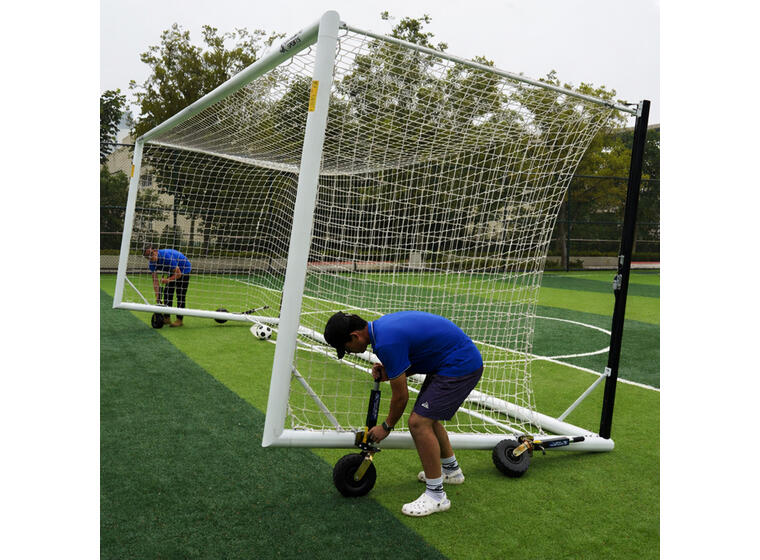 Fotballmål 11er | Hjul 360 grader Hvitt | Rund profil  | 7,32x2,44 m 