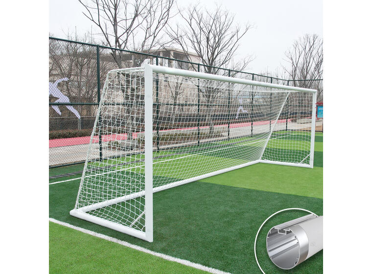 Fotballmål 11er | 7,32 x 2,44 m Hvitt | Rund profil | Nett 