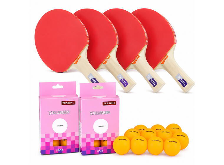 Bordtennispakke Klubben 4 racketer | 12 bordtennisballer 