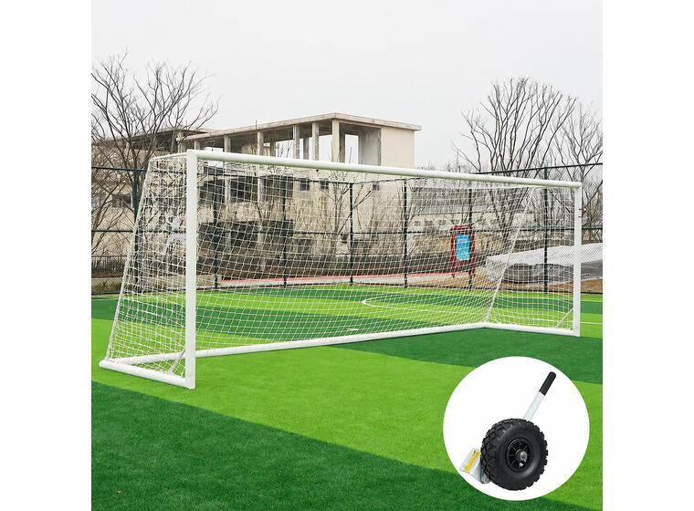 Fotballmål 11er | Løftehjul Hvitt | Rund profil  | 7,32x2,44 m 