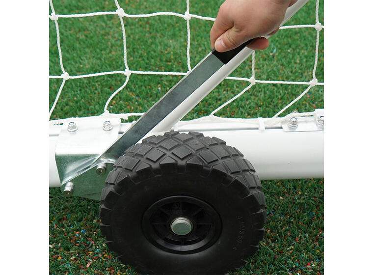 Fotballmål 11er | Løftehjul Hvitt | Rund profil  | 7,32x2,44 m 
