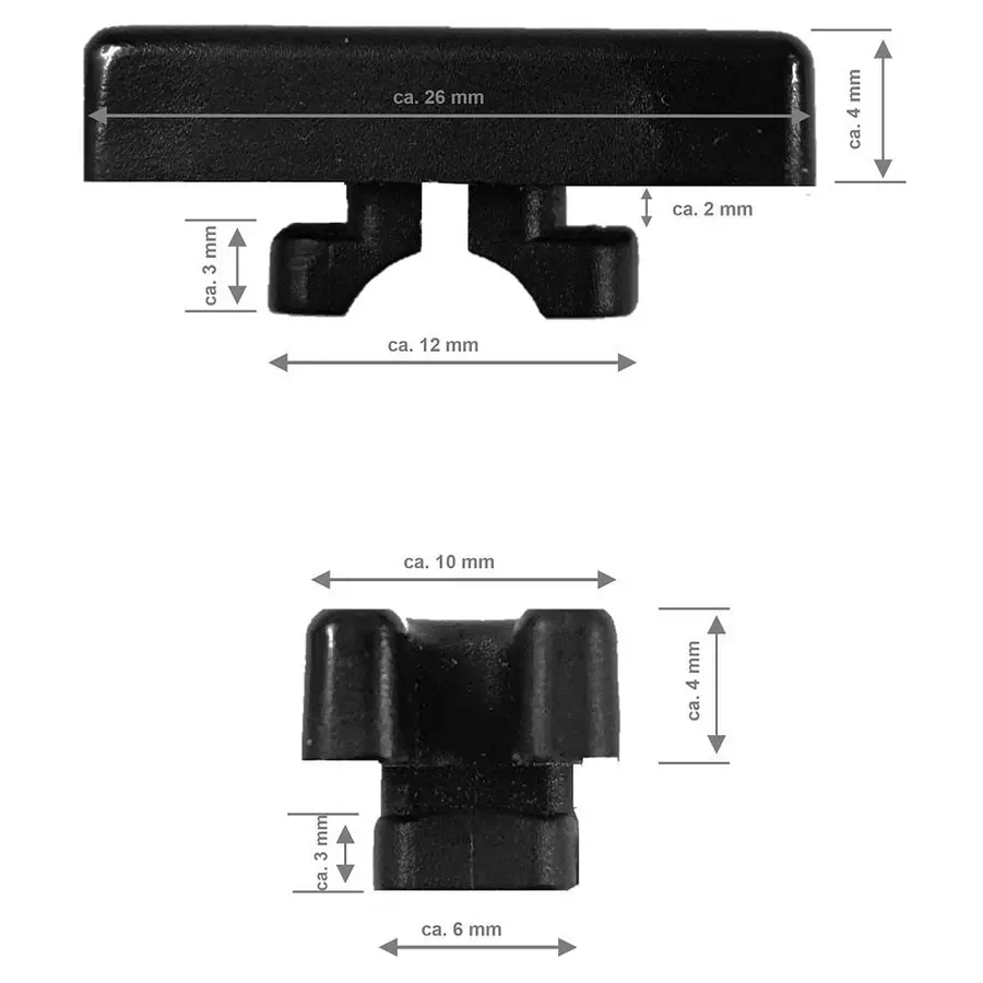 Nettkrok plast Svart (10 stk) 26x10x4 mm - Svart 