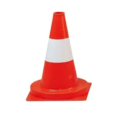 Markeringskjegle 35 cm | Rød/Hvit 1 stk kjegle med hvit stripe