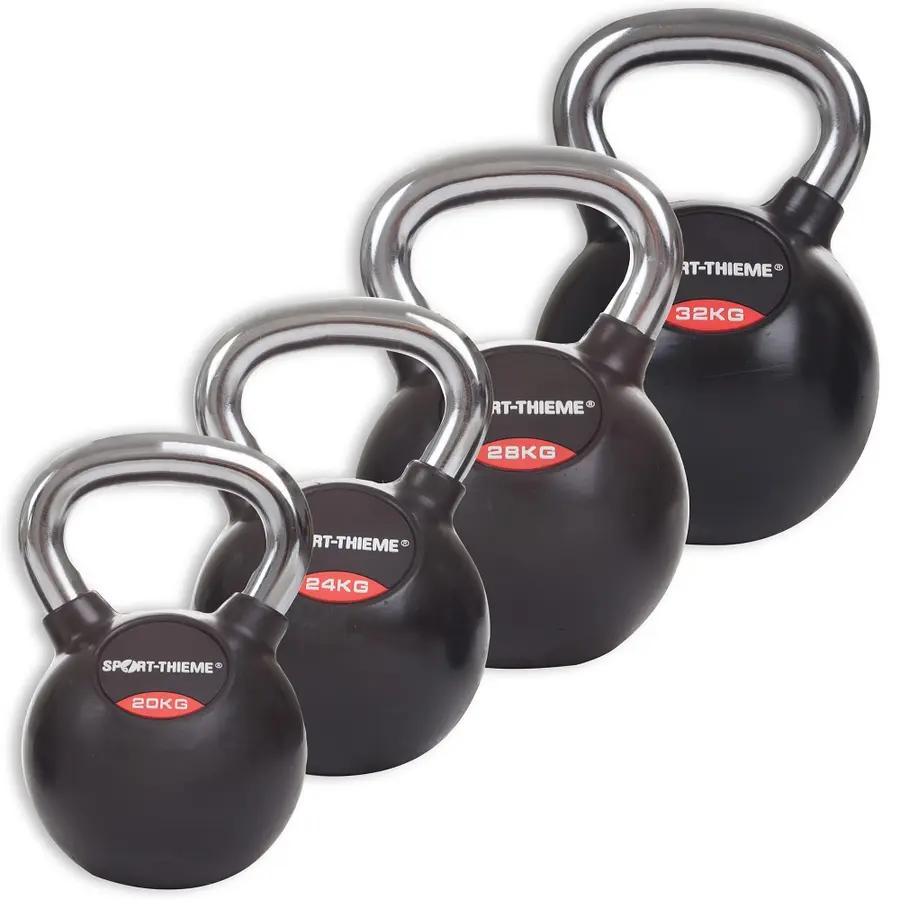 Kettlebells Gummiert Glatt kromhåndtak 4 stk | 20 til 32 kg 