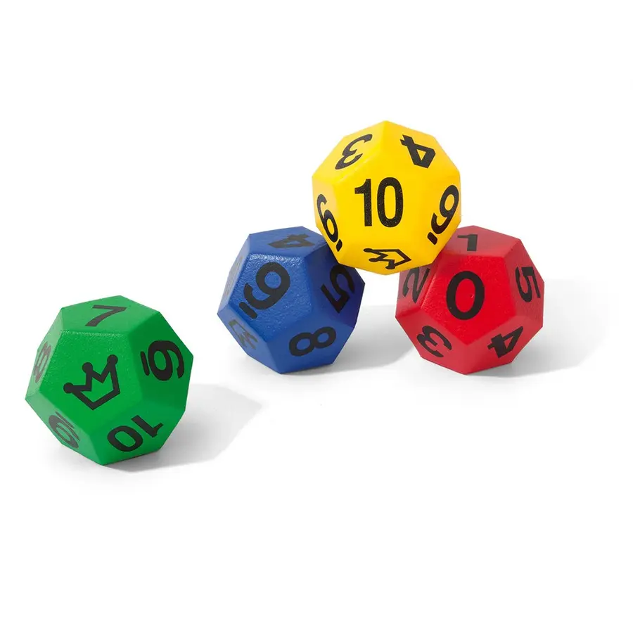 Terning 12-sidet med tall og joker Grønn |1 stk | 20 cm skumterning 