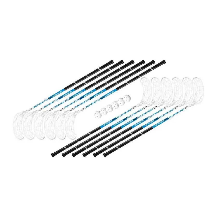 Innebandysett Unihoc Sniper 100cm IFF godkjent 12 innbandykøller 6 baller 