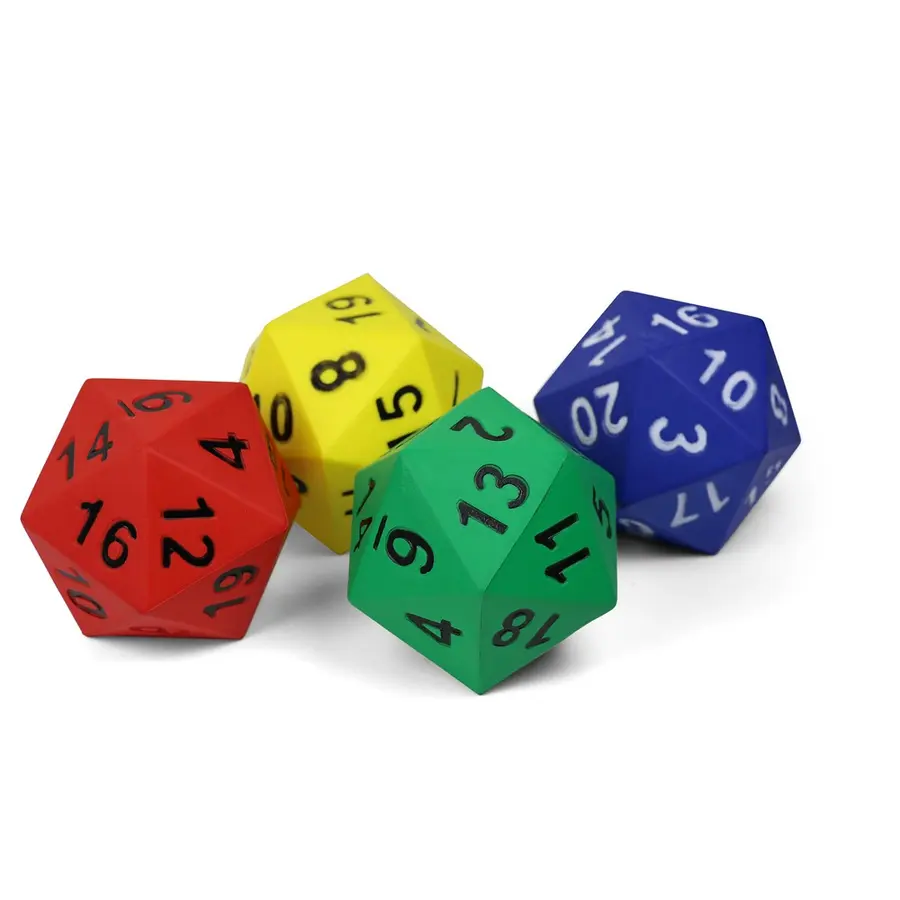 Terning 20-sidet med tall 1 stk | 15 cm skumterning m/trekk 
