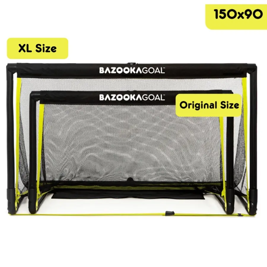 BazookaGoal XL | 150X90 cm |  2 stk 3v3 Fotballmål - Sammenleggbart minimål 