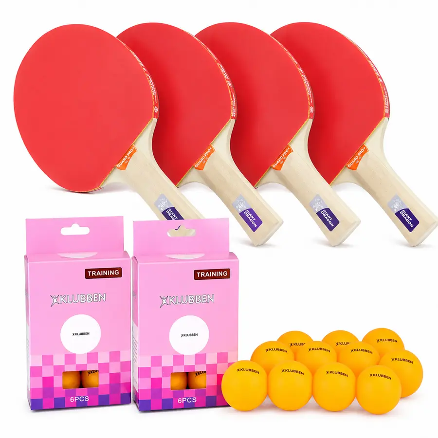 Bordtennispakke Klubben 4 racketer | 12 bordtennisballer 