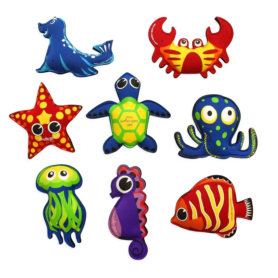Plash Puppies Set Sett med 8 vannleker i neopren 