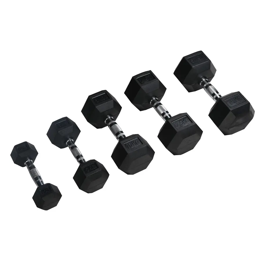 Manual Sport-Thieme Rubber Hex 9 kg 1 stk. dumbbell 
