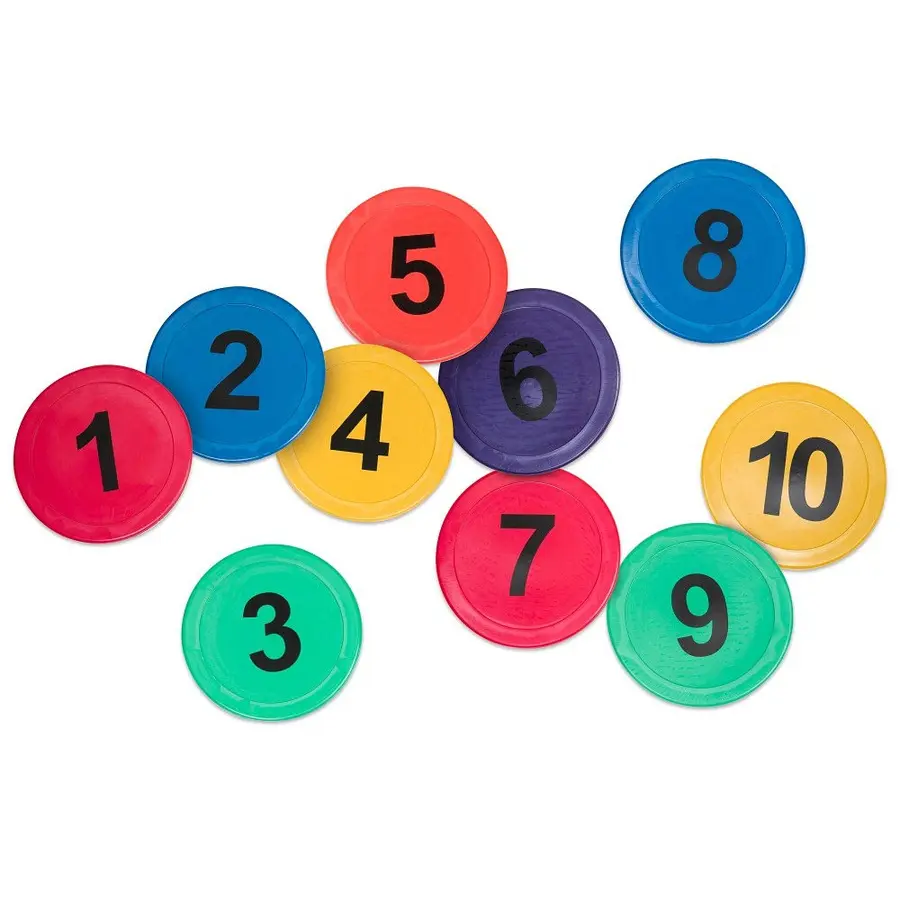 Gummiskiver med tall 1-10 Gulvmarkering med tall 