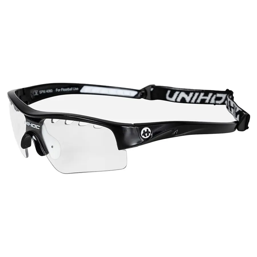 Innebandybriller Unihoc Victory Junior Beskyttelsesbriller | Svart/ Hvit 