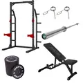 Styrkepakke med Half Rack Vektstang | Vektskiver | Treningsbenk