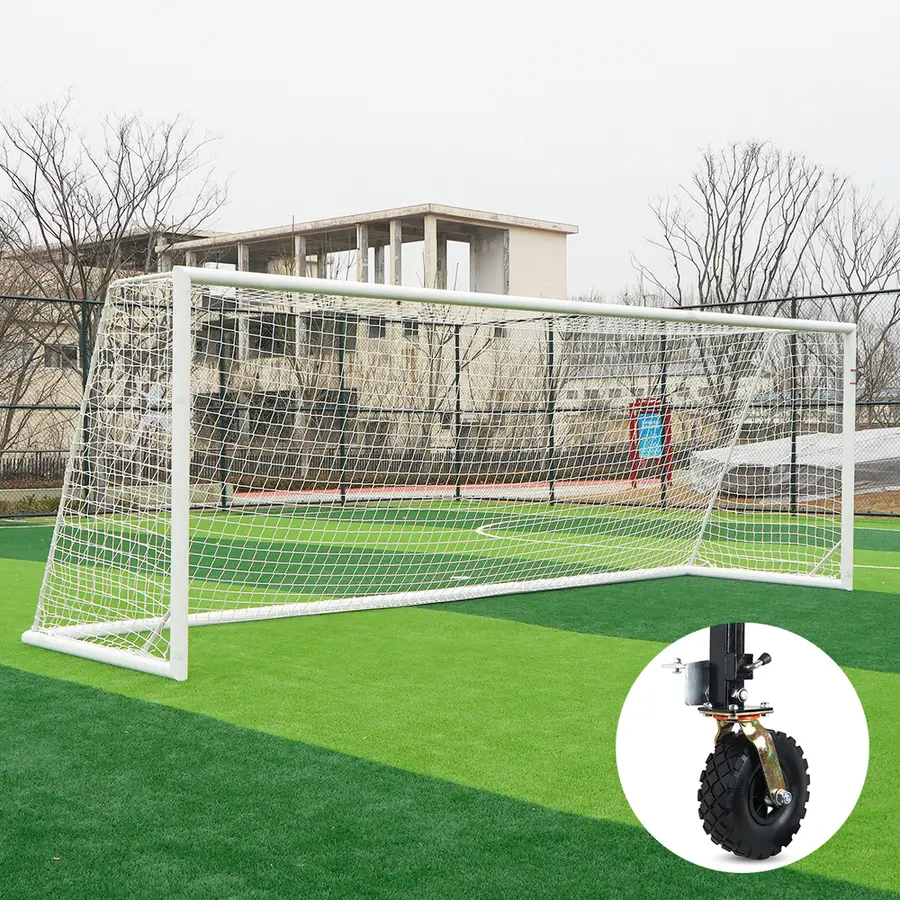 Fotballmål 11'er med hjul 360 grader 7.32 x 2.44 m | Hvitt 