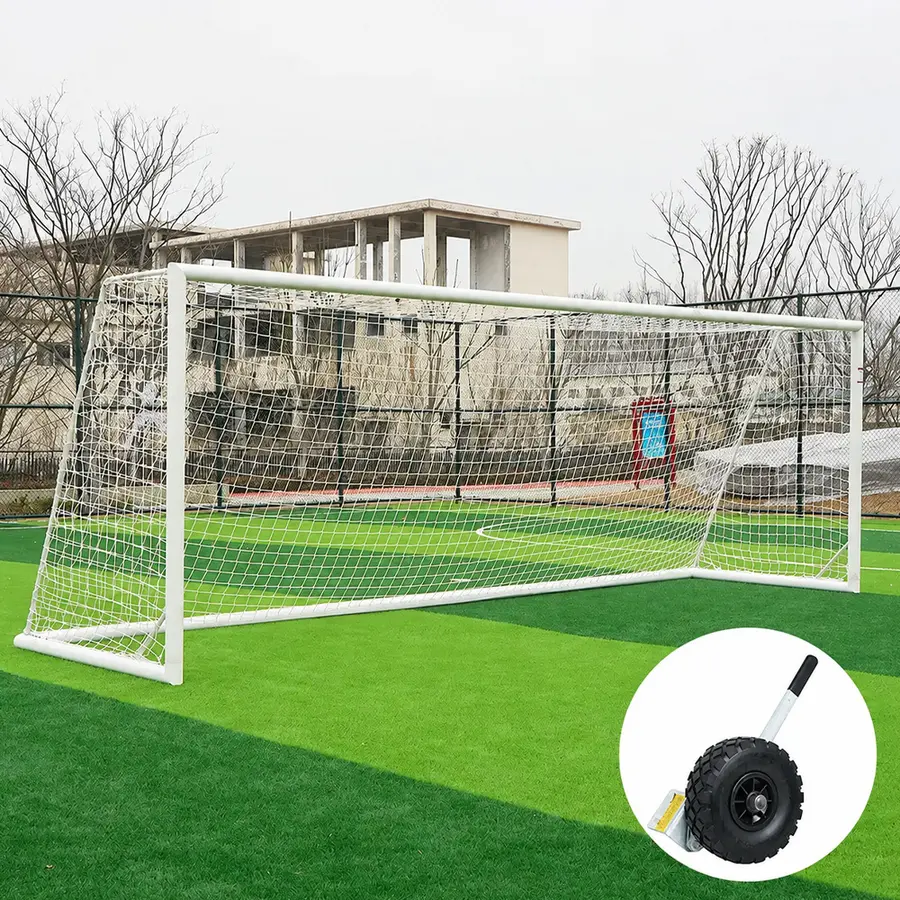 Fotballmål  5er| Løftehjul 3x2 m | Hvitt | Rund profil | Nett 