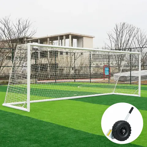 Fotballmål  7er | 5x2 | Løftehjul Hvitt | Rund profil | Nett