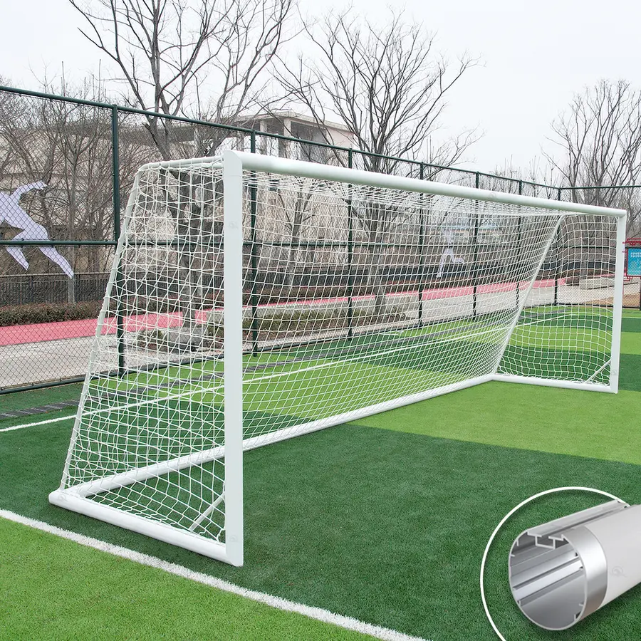 Fotballmål  7er | 5x2 | Løftehjul Hvitt | Rund profil | Nett 