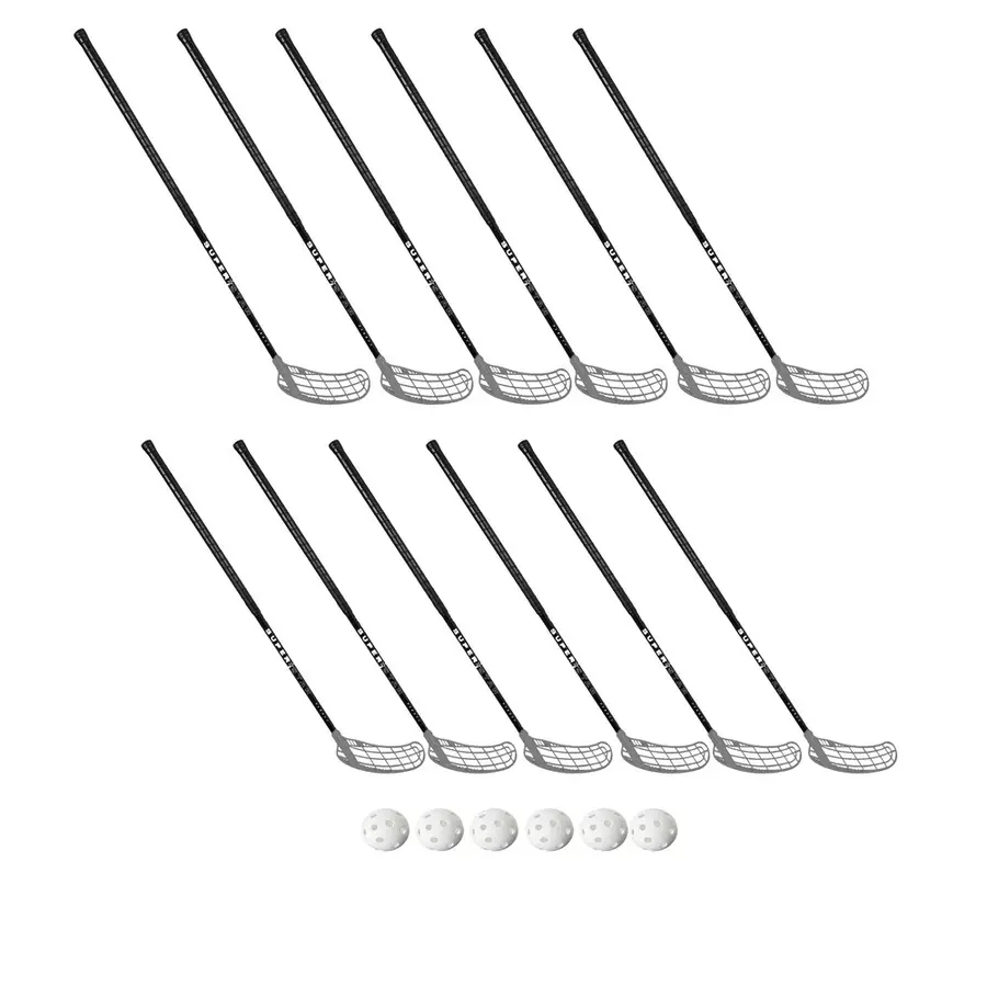 Innebandysett SUPERSTAR 30 100 cm IFF 12 innebandykøller | 6 baller 