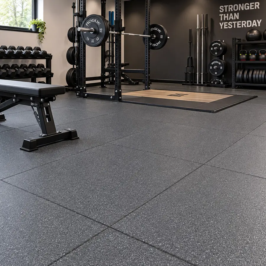 Treningsgulv - 25 mm 100 x 100 cm gummifliser til gymgulv 