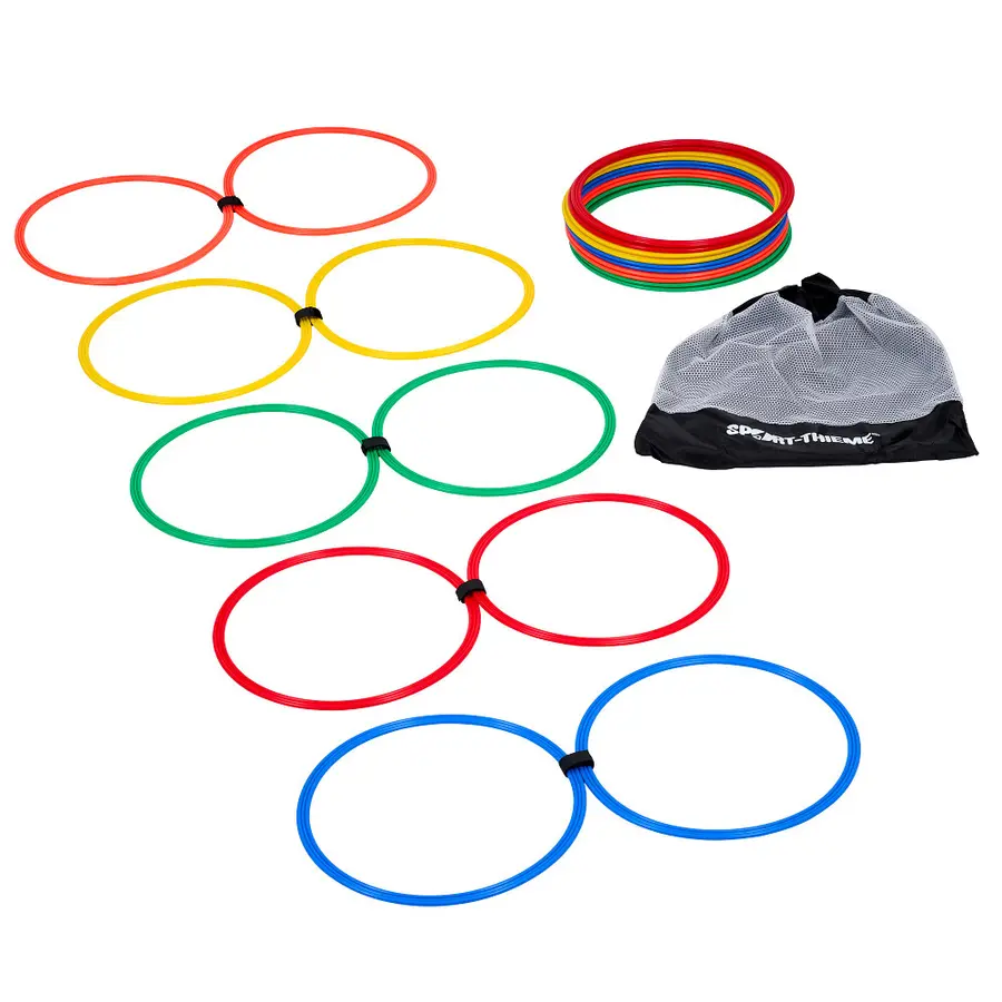 Koordinasjonsringer 38 cm | 20 stk. Treningsringer med koblinger og bag 