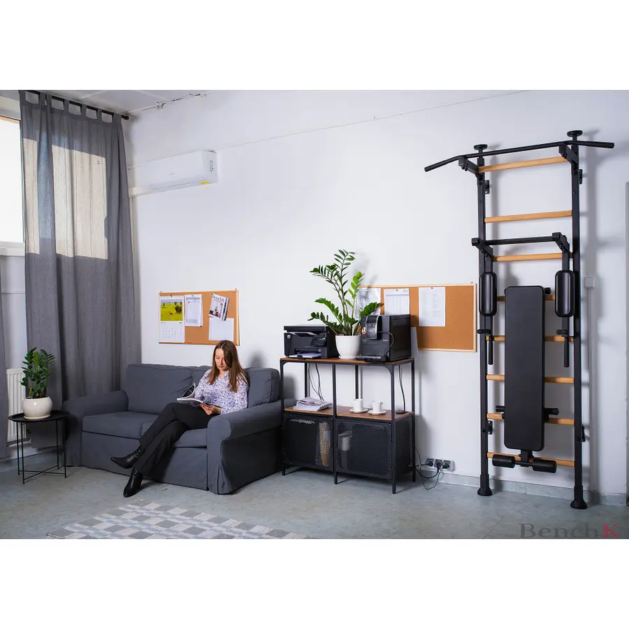 Ribbevegg BenchK 513 Svart Fastmontert pull up | dip bar | benk 