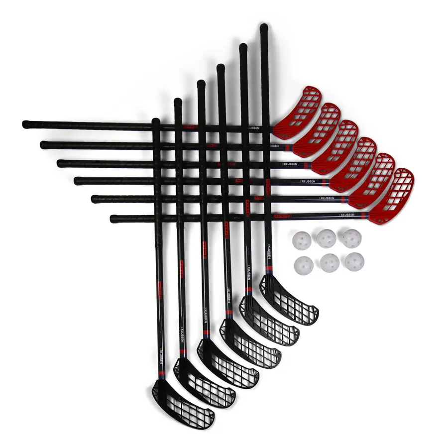 Innebandysett Rush 95 cm 12 innebandykøller | 6 baller 