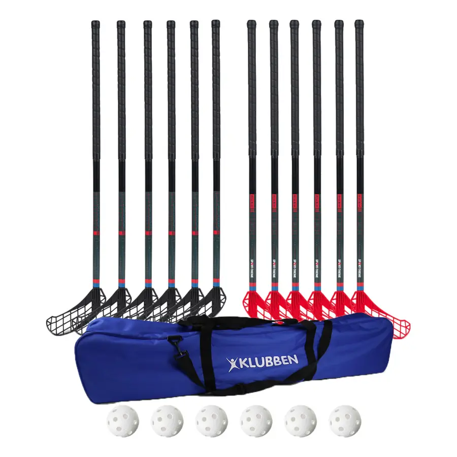 Innebandysett Rush 95 cm 12 innebandykøller | 6 baller | 1 bag 