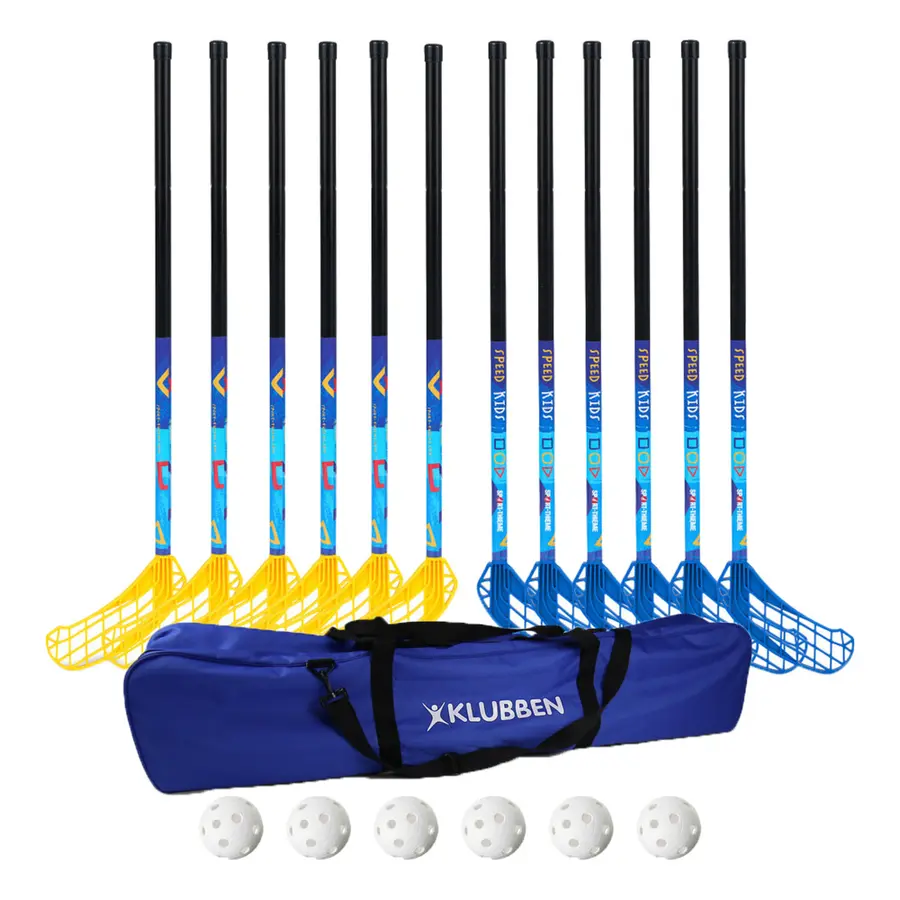Innebandysett Speed Kids 80 cm 12 innebandykøller | 6 baller | 1 bag 