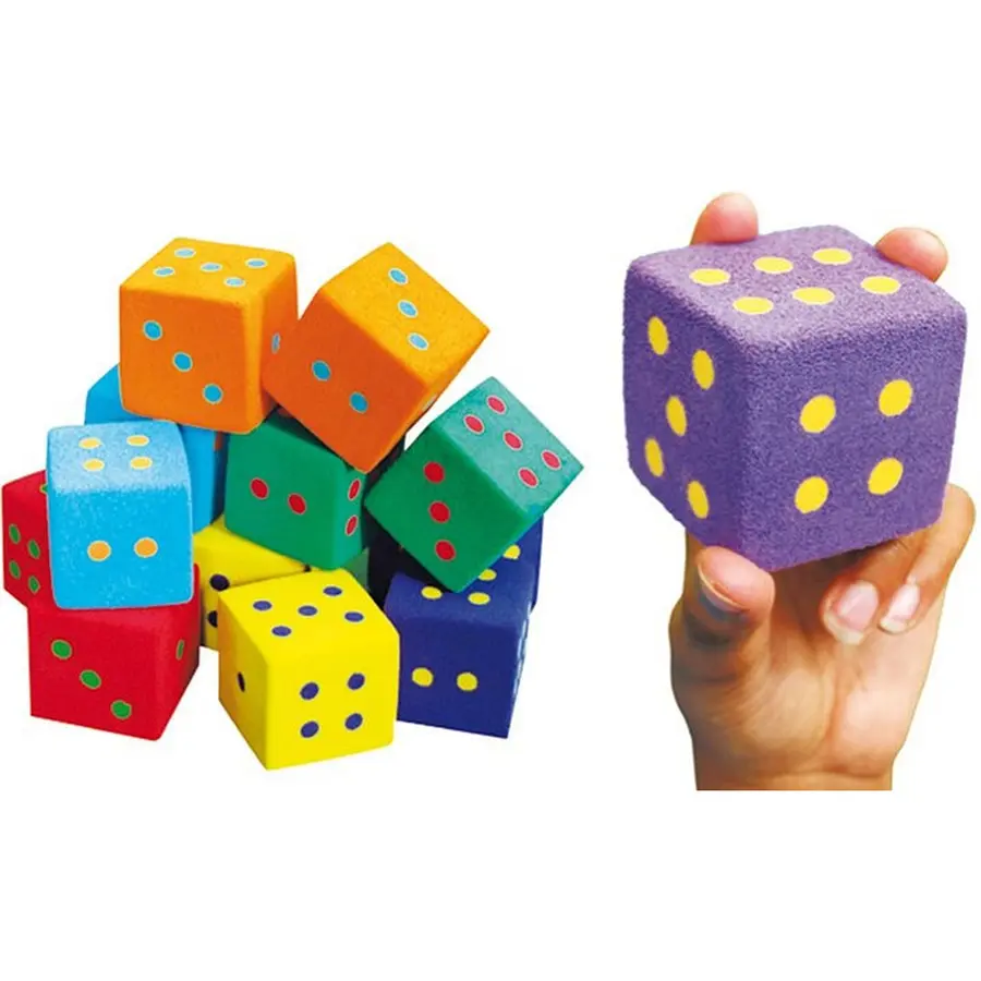 Terninger i skum (12) 12 stk | 5,1 cm skumterninger 