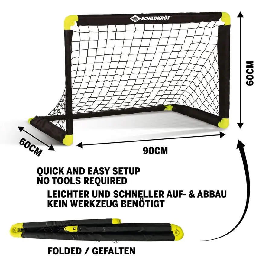 Schildkröt Fotballmål | 2 stk 90x60 cm | Sammenleggbare mål 