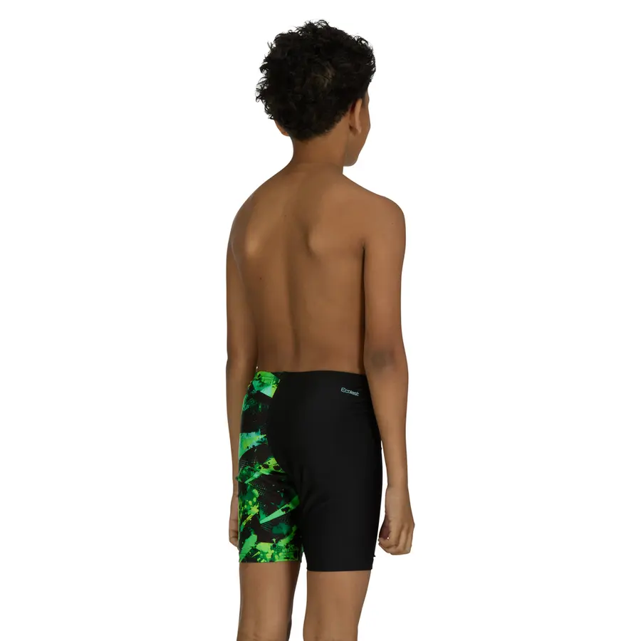 Greengame Mid Jammer Badebukse jr 128cm Zoggs | Svart/Grønn/Gul | Ecolast 