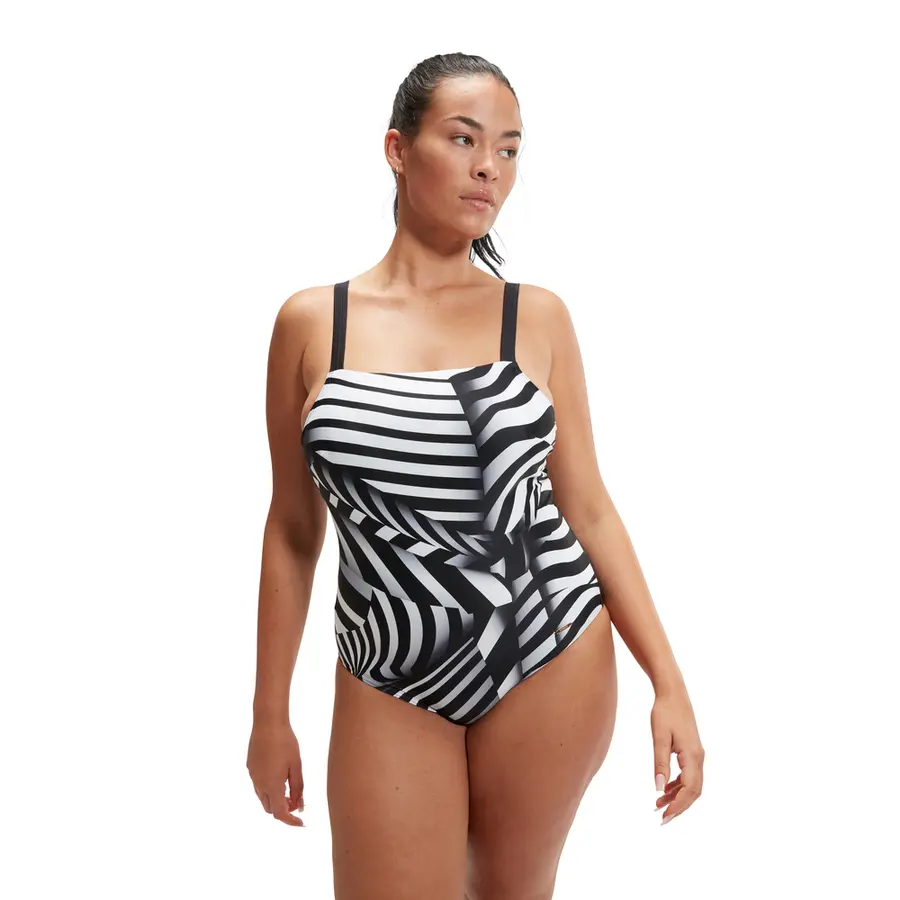 Square Neck Shaping Badedrakt 36 Speedo | Svart/Hvit | ECO BodyFit Rec 
