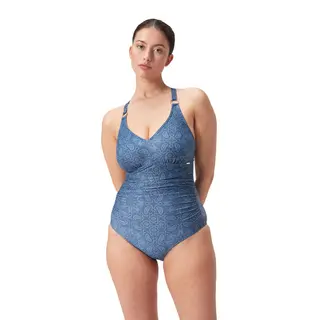Printed V Neck Shaping Badedrakt Speedo | Blå | BodyFit Rec