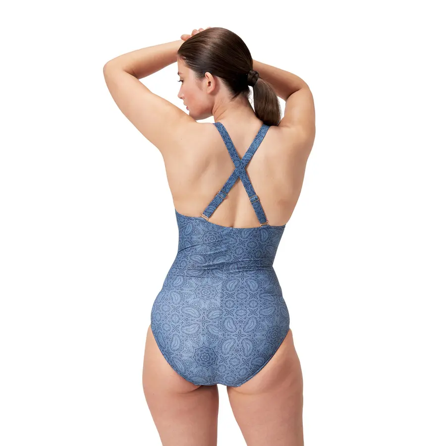 Printed V Neck Shaping Badedrakt 36 Speedo | Blå | BodyFit Rec 