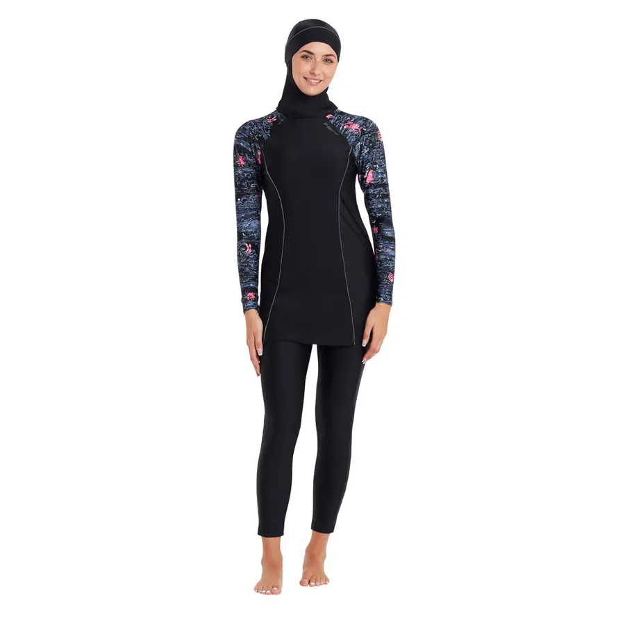 Dusk Modesty Suit Side Cut Burkini 42 Zoggs |  Svart/Flerfarget | Elastomax 