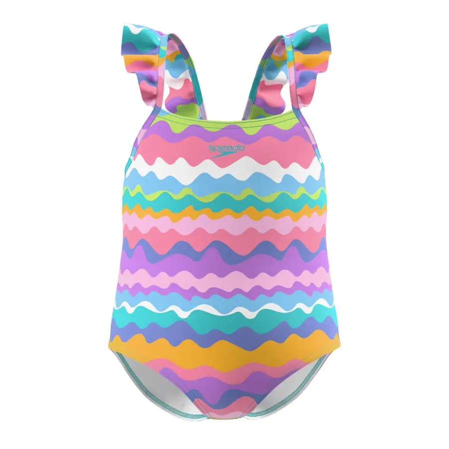 Print Frill Thinstrap Badedrakt jr 98 Speedo | Flerfarget | EnduraSoft 