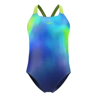 Print Powerback Badedrakt jr Speedo | Blå/Grønn | Endurance+