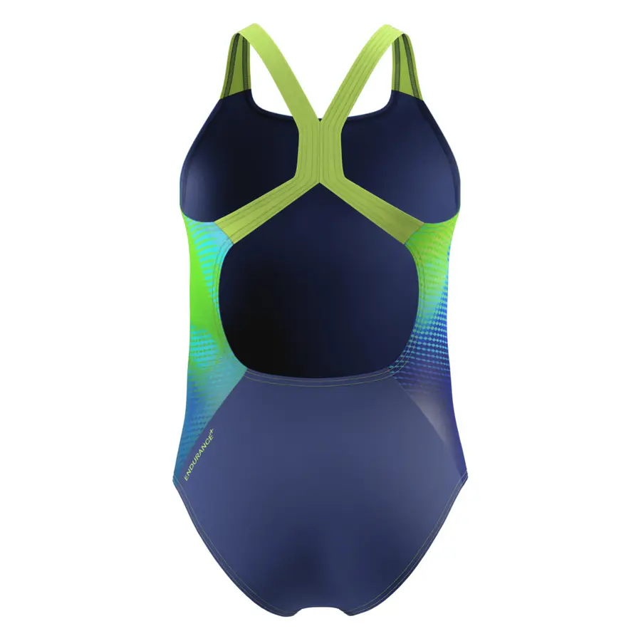 Print Powerback Badedrakt jr 140 Speedo | Blå/Grønn | Endurance+ 