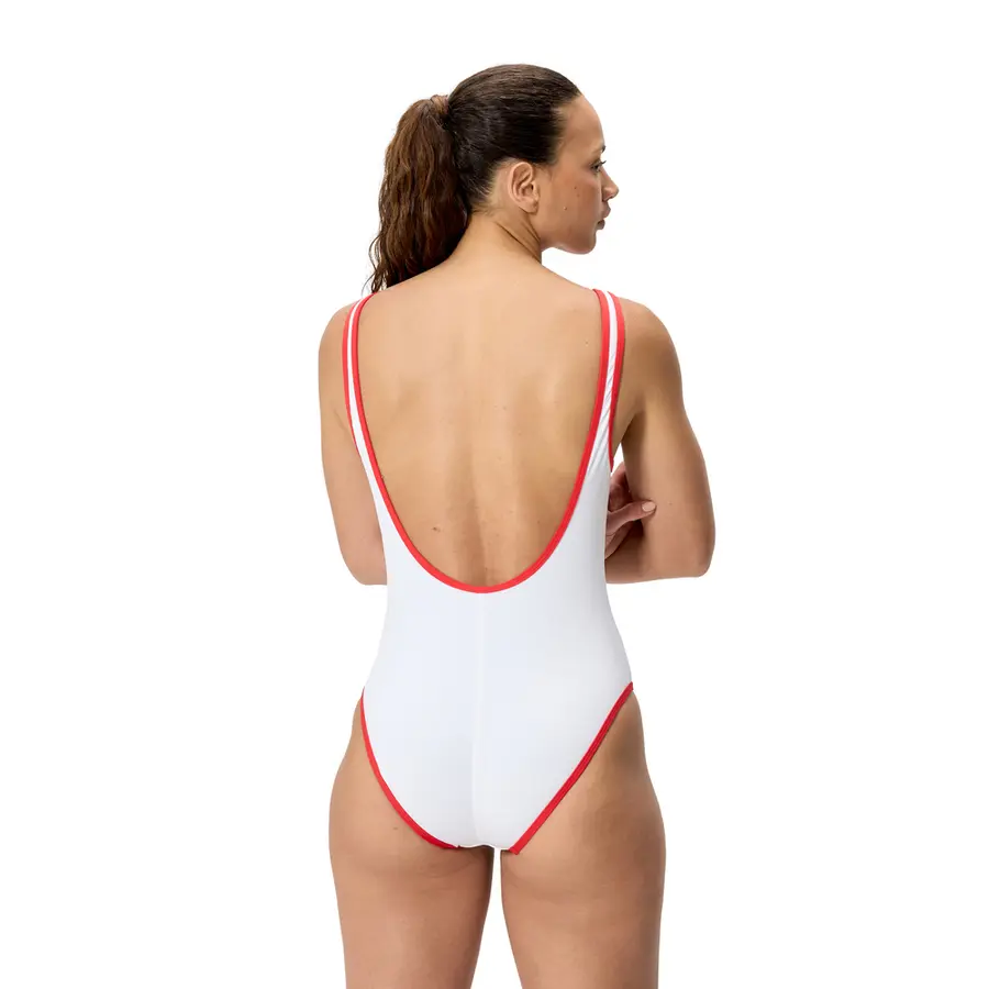 Solid Bound Scoop Badedrakt 36 Speedo | Hvit/Rød | Soft Swim Jersey 